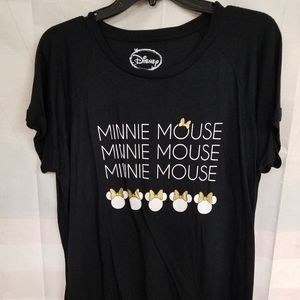 Disney Minnie Mouse White & Gold Black Tee XXL